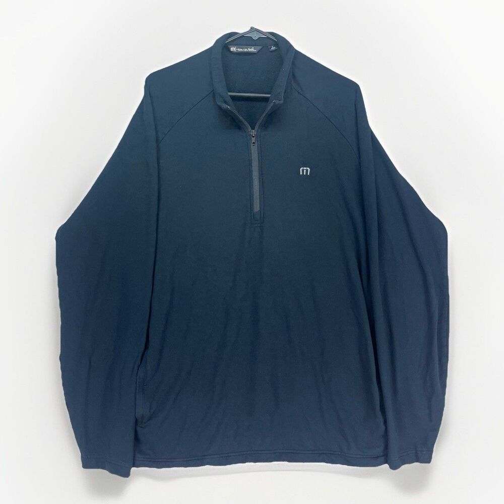 Travis Mathew Sweater Men’s Large Black Golf Quarter Zip Sweatshirt Outdoor Logo